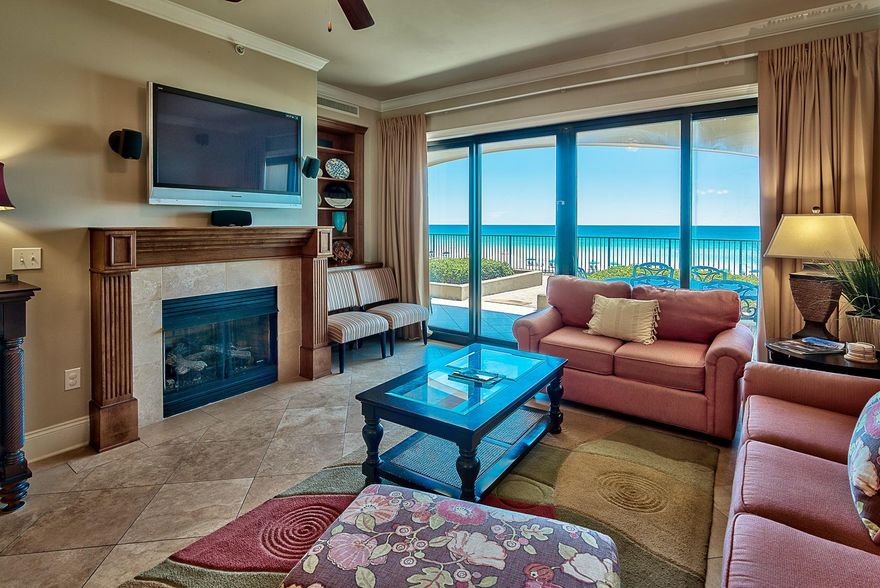 Villa Coyaba brings a new level of Gulf front luxury living to the wonderful Crystal Beach area. This phenomenal 4-bedroom, 3-bath first floor unit offers incredible Gulf front views and luxury finishes throughout. Villa Coyaba is truly one of a kind. It stretches over 310 ft. of beach and is low-density with just 34 units! Being on the first floor, you have easy access to the shimmering white sand beaches and are still elevated 30 feet above sea level. The interior is sure to impress with the 10 foot ceilings, open floor plan, 20'' travertine tile floors and thick crown molding. The living area is very spacious with direct balcony access, incredible Gulf views, gas fireplace and built-in bookcase. This unit is being sold fully furnished & beautifully decorated along with flat screen TVs.