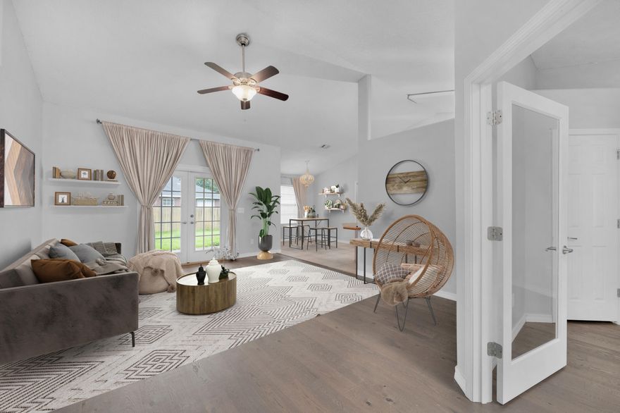 Brand new HVAC unit & revamped interior! Nestled deeply inside a quiet, secluded neighborhood comes this brick 4 bed 2 bath newest home to the Navarre marketplace! Such a sightly lot with a mature tree, upon entering is even better. You'll love the engineered wood flooring installed in 2019, custom headboard in the guest bedroom, chandeliers lighting in the dining area and master bathroom, and a bathtub decor that looks out of a magazine. Fully fenced, open concept, and excellent value at the most competitively priced property in the subdivision. Ease of maintenance, pet friendly, and ready for new owners. Schedule your private showing as there are not many 4 bedrooms available in today's market conditions.