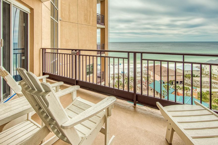 Take in the breathtaking Westerly views from this 10th floor condo in the premier rental building in Sandestin. Views take in not only the beautiful emerald green waters of The Gulf Of Mexico but also distant views of the Choctawhatchee Bay. These magnificent views can be enjoyed from the private balcony and can also be seen from each room within the condo. The open living and dining area are complete with tile flooring and crown molding. In the kitchen you will find custom cabinetry and granite counter tops. The master bedroom has access to the balcony as well as an en suite bathroom with double vanity and large walk-in shower. The guest bedroom also has a full bath with large walk-in shower and there is an additional half bath for convenience.