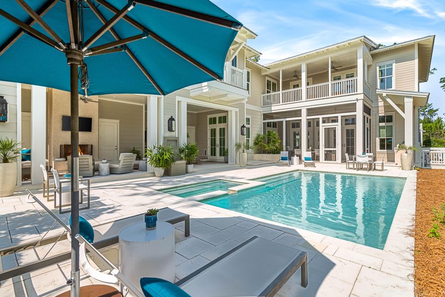 A designer coastal retreat in WaterColor's prestigious Phase IV outfitted with the best of everything - finishes, features, and community location. This 6BR/7.5BA property with 5,460 square feet of living space is situated on one of the largest lots in this phase and adjacent to a nature preserve complete with a scenic pond which give the outdoor spaces a sense of privacy rarely found. The 5BR/6.5BA primary home offers an elevator and an incredible outdoor living area with private pool and spa while the 1BR/1BA carriage home is located over a detached two-car garage. Enter into an expansive great room with wire brushed oak flooring, shiplap walls, abundant natural light, and a gas fireplace. The stunning kitchen offers Sub-Zero and Wolf premium appliances including a wine refrigerator, quartz countertops, a large island with ample seating, and custom cabinetry. This space opens to a screened dining porch overlooking the pool and leads to outdoor spaces both covered and open that effortlessly merge indoor and outdoor living. Highlights include the large 15' x 28' swimming pool with spa, summer kitchen with green egg cooker, and a covered outdoor lounge area with fireplace and tv. Upstairs, find not one but two elegant master suites, two guest bedrooms, and a bunk room with four built-in bunks. The cozy carriage home features a kitchenette, a full bathroom, and a private balcony. Additional notable home features include two tankless hot water heaters and a large driveway that will accommodate three additional cars. Community amenities are minutes away from this immaculate, turnkey property!
 
Located on 499 acres, the renowned WaterColor community offers the charm of small-town life. Exceptional community amenities include six beautiful swimming pools, a recently renovated gulf front beach club, nature trails, a Boathouse offering kayaking, canoeing, and paddle boarding, an outstanding tennis facility, Camp WaterColor for kids with lazy river and waterslide, parks, and green spaces.
