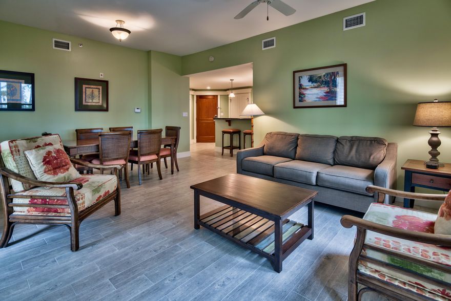 ''A'' Rated! Relax and enjoy tranquil views of the Choctawhatchee Bay from the private patio of this ground floor condo. Offering a spacious living area and split floor plan, with new wood look ceramic tile flooring and new carpet, as well as fresh paint though out. Guests and owners have access to the resort style pool and fitness center at the Grand Sandestin, and owners enjoy exclusive access to the private Solstice Club.