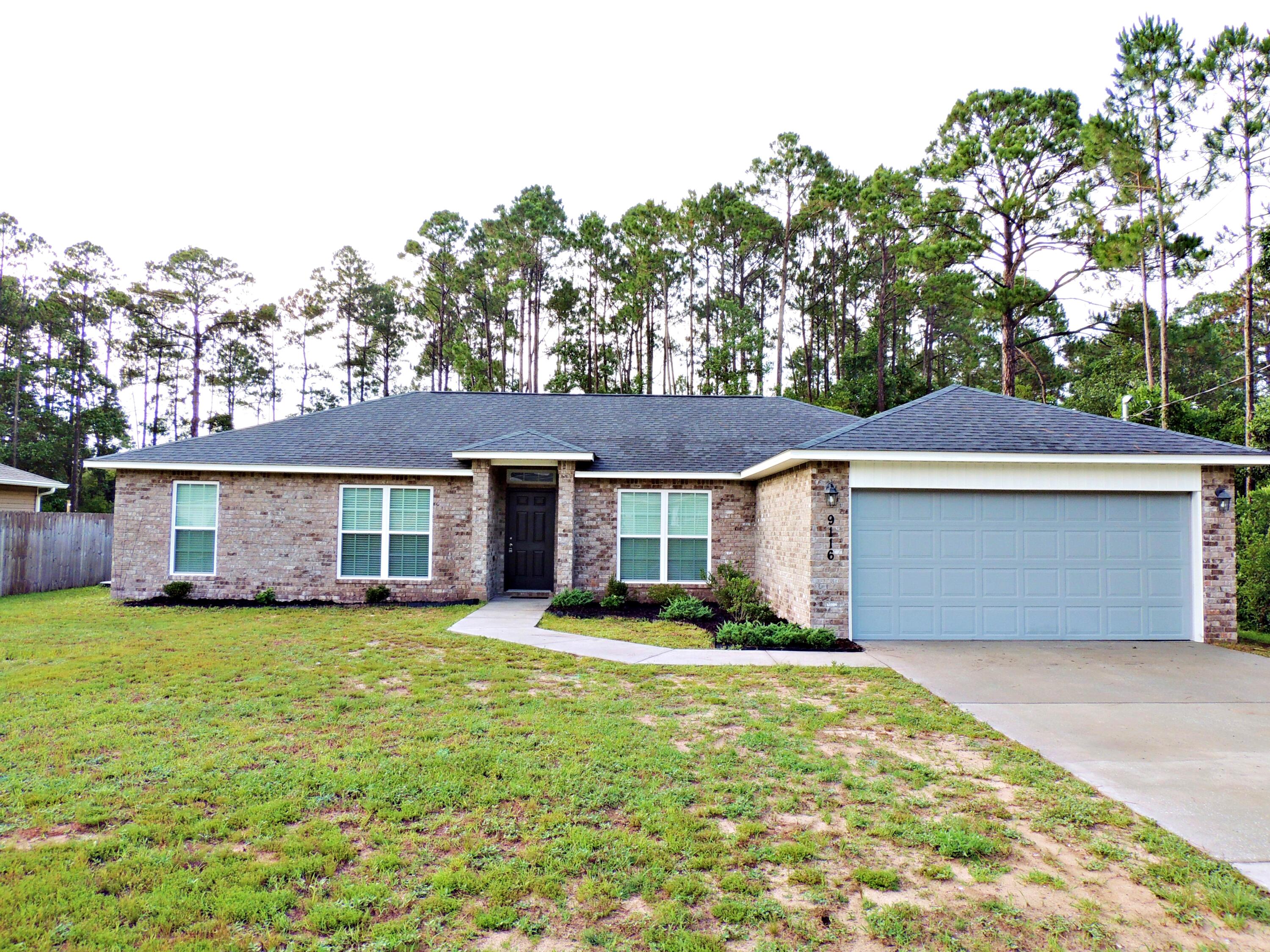 Welcome to your new home! This lovely home is situated on a large lot and on a dead end road. Conveniently located 11 miles west of Hurlburt Field AFB and 5 miles away from Navarre Beach. The entire home has been freshly painted to include ceilings as well. Split floor plan provides privacy to Master Bedroom. Master bath has walk in closet, dual vanity, garden tub and stand alone shower. The kitchen features a granite breakfast bar area, center island, pantry and breakfast nook.Separate formal dining room is off kitchen area. Laundry room is located as you walk inside the home from your two car garageCovered back patio overlooks the large backyard that is open to endless possibilities. Easy Show! Call your favorite realtor today to see!