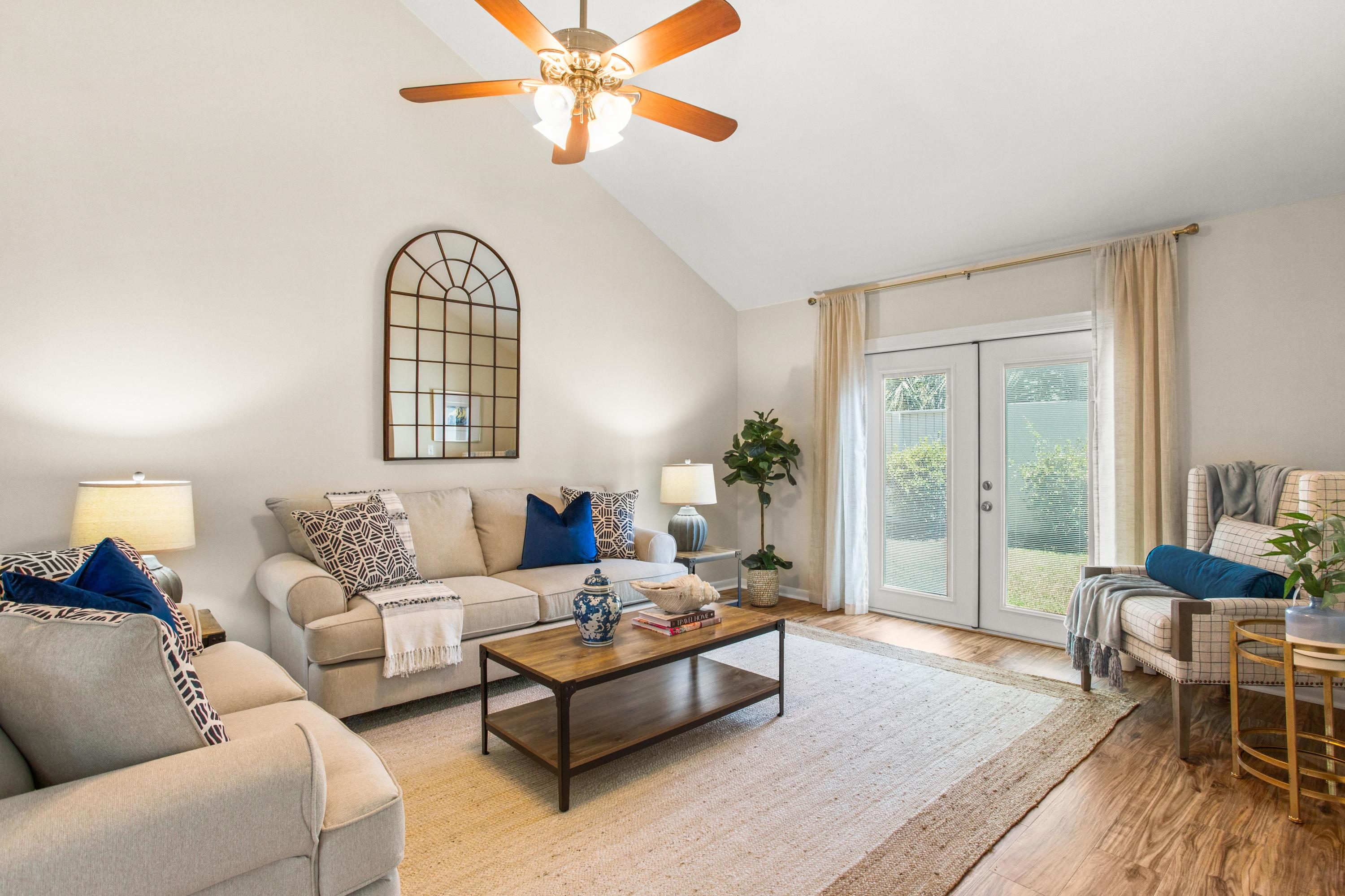 This stunning fully furnished home is located in Sandestin's Linkside Village among lush Florida landscaping. This home has a unique floorplan, with one master suite upstairs and one downstairs. An additional guest bedroom, full bathroom, and loft complete with daybed provide spacious and comfortable accommodations. for you and your guests. Enjoy the privacy with the upstairs master suite's balcony and the abundance of natural lighting that flows through the home. This home also features a fenced yard, front and back patios and a storage shed.