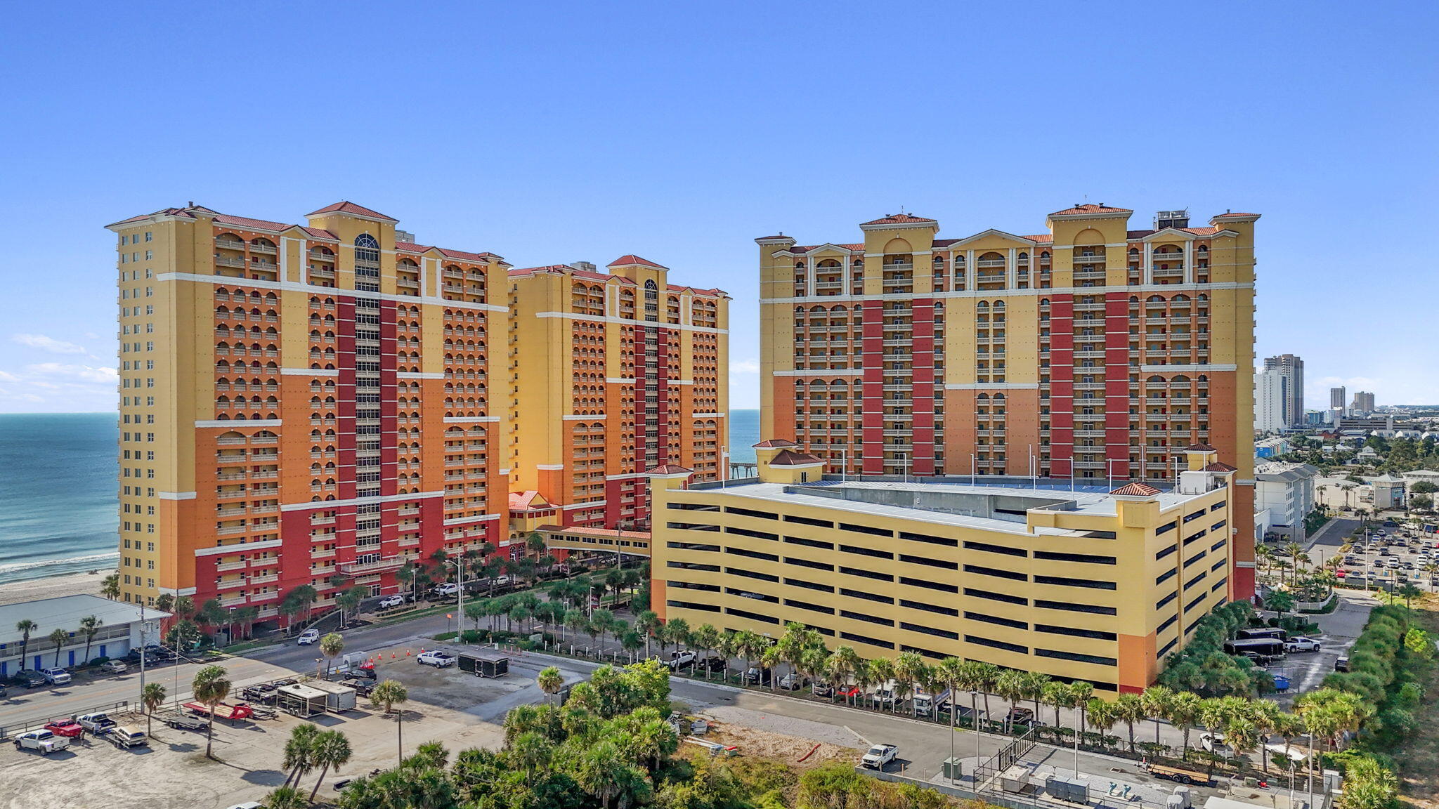 Priced to sell! This gorgeous 3-bedroom, 2-bath condo with spacious balcony at Calypso Tower III is one of the best luxury condo buildings in PCB, a must-see. Enjoy west-facing views in a stylish, coastal-inspired space with upgrades like shiplap accent walls, a sleek sidebar, & custom bunkbeds, quartz counter tops just to name a few things. Calypso III provides a resort experience with a seasonal heated pool, hot tub, fire pit, two tiki bars, and 9 rentable cabanas to enhance the resort pool experience. The fitness center & on-site restaurant make everything super convenient for you & your guests. Located in one of Panama City Beach's best spots, this condo is next to all that Pier Park has to offer, upscale shopping with brand-name stores, fabulous restaurants with Top Golf coming soon! The spacious balcony is a perfect place for views & best seat in the house for fireworks. Year-round events in PCB make this a top destination! Put this one on the list to see!