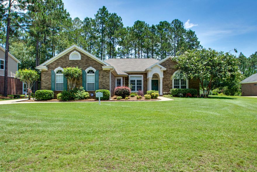 In Freeport's premier golf course community, this well maintained property backs up to 11th Fairway in Windswept Estates & is only 30 min. to South Walton Beaches. Beautiful one-owner home in immaculate condition, all brick with new 2019 roof. Large open floor plan, new carpet in all bedrooms. Split bedroom plan with Fourth bedroom at front of house that can be used as den, office, exercise room, nursery. Living area features a gas fireplace with cabinets, shelving, entertainment center. Prewired for Security. There is a two car garage with side entry, a 16X10 Screened Porch off living area and a new 16.5'X10 deck overlooking a large back yard.