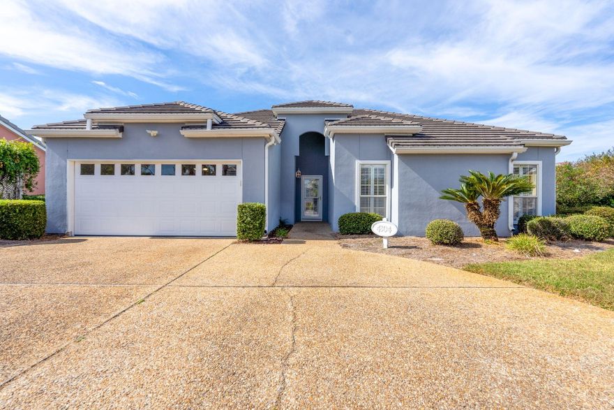 Rare Opportunity! Located in the gated community of Bay Point, Legend Place is a community of patio homes. These homes in Legend Place do not come on the market often and when they do, they sell quickly. This home offers 3 bedrooms, 2 full bathrooms, 2 car garage, and patios off both the main bedroom and gathering room. Enjoy your morning coffee or evening drinks on the covered stone patio. Forget yard work, as landscape maintenance is included in the quarterly HOA fee. The home boasts arched doorways and trey ceilings for an elegant feel. The large gathering room has lots of windows, a cozy gas fireplace, and connects to the dining room, and full service eat-in kitchen. Updates include vinyl plank flooring, new roof in 2019, new gas water heater, a/c compressor 2017,