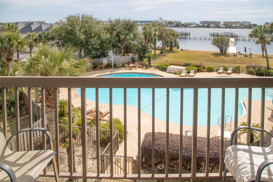 What a view! This studio condo has been upgraded with LVP flooring, new furniture (conveys with sale) and granite countertops in the bathroom.  Couch is a pull out couch, perfect for guest. 
You will LOVE the large community pool and access to the intercoastal waterway.  Short term rentals are allowed in this building.   Make your appointment to see today!  HOA dues cover:  Ground Keeping;  Internet Service; Sewer; Trash; TV Cable; Water
New water heater 2021. HVAC 2015