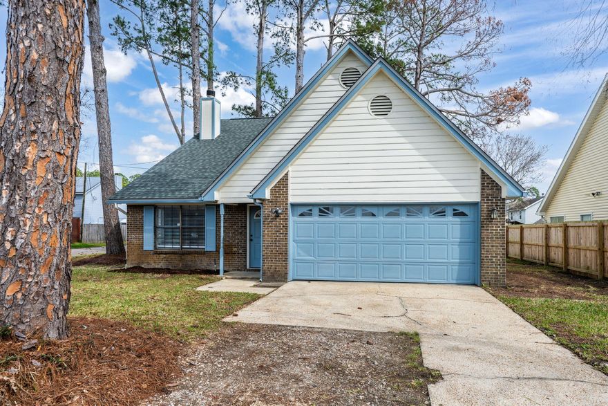 This beautifully updated two-story home offers 4 bedrooms and 2 bathrooms, with 1,620 square feet of thoughtfully designed living space and ideally located just 6 miles from Eglin Air Force Base, 8 miles from Hurlburt Field, and 6.5 miles from the sandy shores of Okaloosa Island. Convenient amenities such as Aldi, Lowes, Kohl's, fast-food/ restaurants, schools, and various shops and services are all nearby, providing easy access to everything you need. Recently upgraded throughout, on a corner lot, this charming home features a classic brick front, complemented by durable wood siding offering both timeless curb appeal and low maintenance. A brand-new roof installed in 2025, and freshly painted interior and exterior give the home a clean, contemporary look. Inside, you'll find all-new LVP flooring and carpeting, and new blinds have been added to every window, enhancing natural light and privacy. The spacious kitchen is a true highlight, featuring brand-new stainless-steel appliances, including a smooth-stove top, double sinks, and beautiful granite countertops. The charming cottage-style cabinets have been updated with new doors and a fresh coat of paint, perfectly complementing the stylish tile backsplash. The home is further enhanced by new light fixtures with ceiling fans, along with new bathroom exhaust fans. The vaulted ceilings in the living room create an open space, while the cozy gas fireplace adds warmth and character. A loft area overlooks the living room, offering additional flexibility such as a home office or a quiet retreat. The master bedroom is conveniently located on the main floor and features double closets, with easy access to a well-appointed Jack-and-Jill bathroom. Upstairs, you'll find three additional bedrooms, each generously sized and perfect for family or guests. Sliding doors from the dining room leads to a patio and privacy fenced back yard. With its combination of classic design and modern upgrades, this home offers the perfect balance of style, comfort, and convenience. It's truly move-in ready and waiting for you to make it your own!