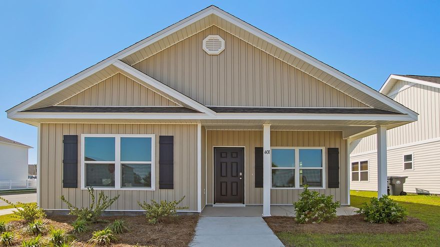 The Owl's Head community is conveniently located off of Highway 331 in Freeport.  We are only 8 miles to Interstate 10, and 16 miles to beautiful beaches and Highway 30 A.  We offer 6 floor plans, 3 and 4 bedrooms.  All homes have rear entry garages.  This community offers a community area with paved walking trails and a spring fed lake. | The Porter plan is an open floor plan with 3 Bedrooms, and 2 bathrooms. It has a covered front porch. The primary bathroom has a separate shower and large soaking tub. Elegant, engineered vinyl plank flooring in the kitchen and living area pops against granite countertops and upgraded wall to wall carpet lines the bedrooms.