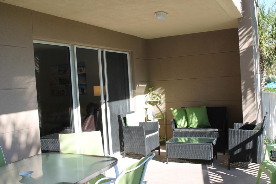 With a parking garage below this is elevated as a second floor unit. Remodeled in 2015 to add a 7x9 semi-private BUNKROOM and new custom kitchen.
SEE ATTACHED UPGRADE FEATURE LIST! Ideally located with unobstructed southerly views and huge covered 26 x 15 patio. INCLUDES DEEDED GARAGE PARKING SPACE AND INTERIOR LOCKED STORAGE CAGE
Amalfi Coast is a concrete and steel constructed complex on 8.6 manicured acres, gated and fenced with grilling areas scattered around the grounds- 360 Ft of unobstructed Gulf front with Gazebo and beach service. Fitness center, community room, 2 pools - one heated, 2 lighted tennis courts and basketball. FIXED 30 YEAR FANNIE MAE FINANCING!
