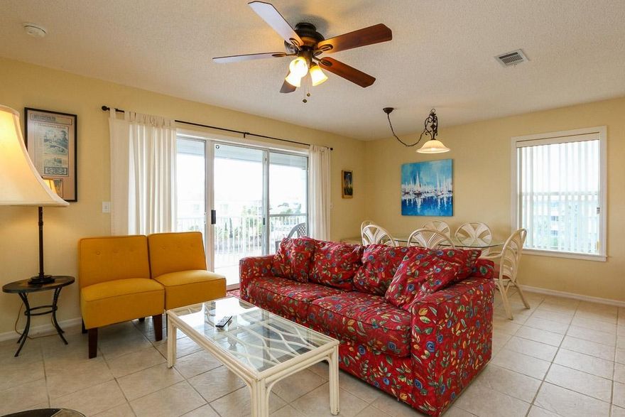 Need a beach break?? Ready for your own place in Paradise?? Bring your flip flops and enjoy all that this condo has to offer! South of 30A, Beachside Villas consists of 12 well maintained buildings with beautiful grounds and amenities including two pools (one heated), tennis courts, shuffleboard courts, grills and community room. And of course the main attraction: the world renowned white, sandy beaches are just a short walk away! This light and bright 3rd floor condo offers 3 bedrooms, 2 baths, kitchen with breakfast bar, laundry room with newer full size washer/dryer and no neighbors above you! Relax in tranquility while viewing the Gulf of Mexico from your private covered balcony.After closing, bring only your personal needs, for this unit is move-in ready  fully furnished includi two flat screen tv's, updated lights and fans, kitchen appliances, utensils and cookware. Come celebrate fabulous 30A's days and nights. East of Seaside & west of The Hub- you're just a bike ride from restaurants, fishing, bike & beach gear, donut shop & kayak rentals. Nearby Goatfeathers Fish Market is always available in case you don't catch that big one!.
Start enjoying the beach life now!
