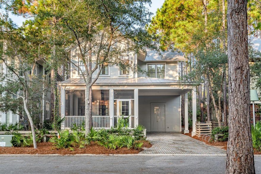 Ideally located just steps from Camp WaterColor, this four-bed, four-and-a-half-bath home features an owner's suite on the first floor and large screened porches for enjoying natural surroundings.Located in Phase II of WaterColor, this home is being sold fully furnished, making it an ideal option for a vacation retreat or rental investment. Consuming 2,393 square feet of living space, this home sits on a leafy lot. The owner's suite on the first floor features a large walk-in closet and all bedrooms in this home have en suite baths. A gourmet kitchen will appeal to home chefs. Situated across from a pocket park, this home boasts hardwood flooring throughout and fresh paint.