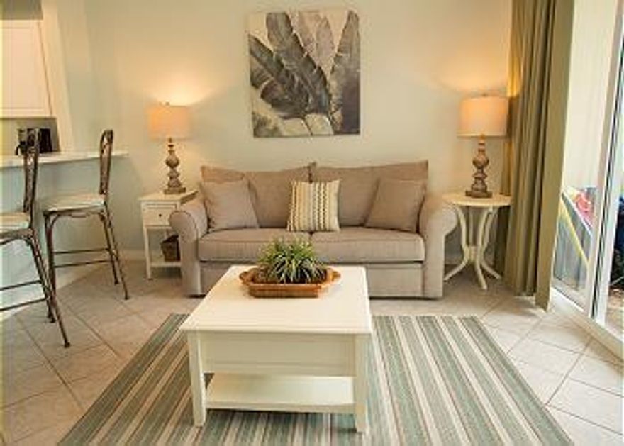 109 is a great one bedroom with bunkroom and two bath. Located on the much sought after ground floor of DestinWest Beach and bay Resort-Gulfside. 109 Gulf is convenitent to everything. It is steps away from the exercise center, the beach the pool and the parking garage.