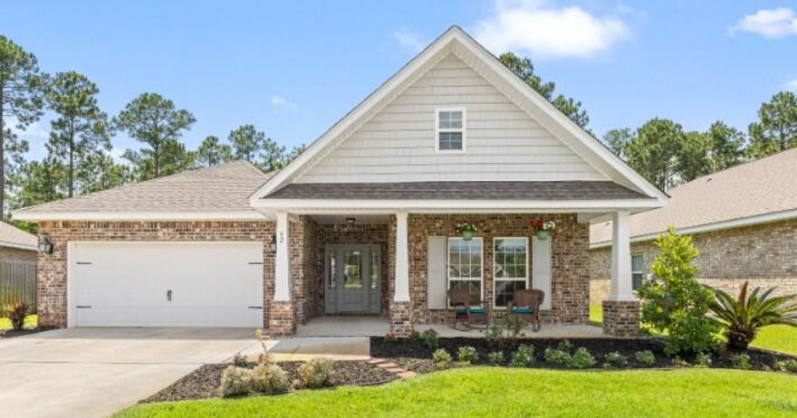 Beautifully maintained Brick home in the highly desirable Peach Creek Community! Built just 6 years ago, this single-level residence offers modern comfort, thoughtful design,convinent to our beautiful Emerald Coast Beaches & Scenic 30A. The open-concept layout seamlessly connects the kitchen, dining, and living areas, beneath Tray Ceilings that create an airy, upscale feel. Large kitchen Island is perfect for both everyday living and entertaining and includes stainless appliances and pantry. The primary suite is a true retreat with its own ensuite bathroom that includes a shower, separate soaking tub, walk in closet. and designer inspired accent wall. As you pass through the living areas you will find 2 additional guests rooms and a full bath. Fabulous lot with spacious brick patio as you exit throught the rear door of the home. Very private location with a mature trees and foilage that line the edge of the Nature Preserve.The paved patio has been pre-plumbed with a gas line, in addition to electrical and water. It would make a great location for an outdoor kitchen! Enjoy the best of both worlds with this home's prime location. Within the welcoming Peach Creek Community, you'll have easy access to shopping, dining, and the world-famous beaches of 30A. Walton County School District ranks #1 in Florida making our schools the very best for the children in our community. Commuting is a breeze with quick connections to Highway 98, making this the ideal spot for those seeking both convenience as well as serenity.