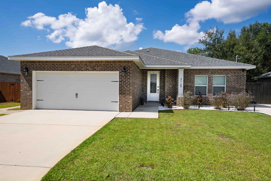 Discover the perfect blend of comfort, style, and location at 474 Sara Avenue in Mary Esther, Florida. This all-brick 3-bedroom, 2-bath home is ideally situated north of the Intracoastal Waterway and just minutes from the sugar-white sand beaches of the Emerald Coast, the popular Navarre Pier, local dining favorites like La Casa Bianca, the Aegean, and the brand-new Publix.Step inside to an inviting open layout highlighted by granite countertops, rich wood cabinetry, and upgraded fixtures throughout. The spacious 18x14 primary suite offers a true retreat, featuring a 16x12 spa-like bathroom with a separate tiled shower and plenty of space for relaxation.Entertain with ease in the main living area that flows seamlessly to the covered, screened-in lanai--perfect for morning coffee, evening cocktails, or weekend BBQs. The fenced backyard includes a lawn pump and sprinkler system, making it easy to maintain a lush outdoor setting. There's even room for a pool (renderings available), offering the opportunity to customize your very own backyard oasis.

Additional features include dimmer switches on all lighting for customizable ambiance and thoughtful upgrades that enhance both style and comfort.

This Mary Esther gem combines classic brick construction, modern finishes, and a highly desirable location just minutes from shopping, dining, and Florida's beautiful Gulf beaches.