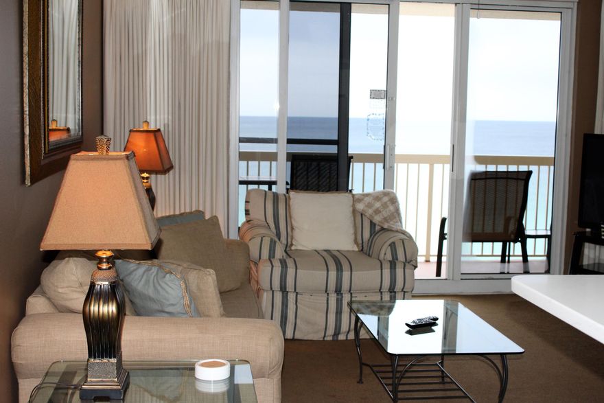 Perfect vacation or rental investment. On the beach with a view of the Emerald Green Waters & Sugar White Sandy Beaches. Outstanding one bedroom condo with Bunks. Two full baths. Updated kitchen. Newer furnishings. A must see to appreciate all the details. Furnished turn key. Amenities Include: Three Pools, Two Hot Tubs, Sundeck, Fitness Center, Tiki bar, Tennis Courts, Beach Service. On site Gift Shop & Cafe. Conference center & Covered Parking. Buyer to verify all room dimensions.