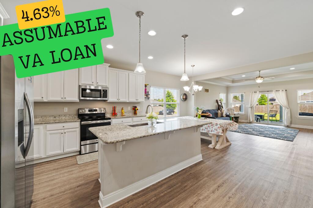 Seller to contribute $5000 towards buyer closing costs! Assumable VA loan at 4.63% available with qualified VA buyer. For rent or sale, whichever comes first. Energy-efficient and ideally located! This 4-bed, 2-bath, 1,991 sqft sits on 0.34-acre corner lot. Built in 2019, it features an open layout, granite countertops, stainless steel appliances (including a 2022 refrigerator), and large kitchen island.This home includes 32 fully paid-off solar panels, keeping electric bills next to nothing and offering long-term savings. The roof, HVAC, and water heater are all from 2019, and the home includes a sprinkler system.Located near the pool and playground, just under 30 minutes to the beach and EOD Schoolhouse, and about 40 minutes to Eglin AFB, this home offers savings and convenience