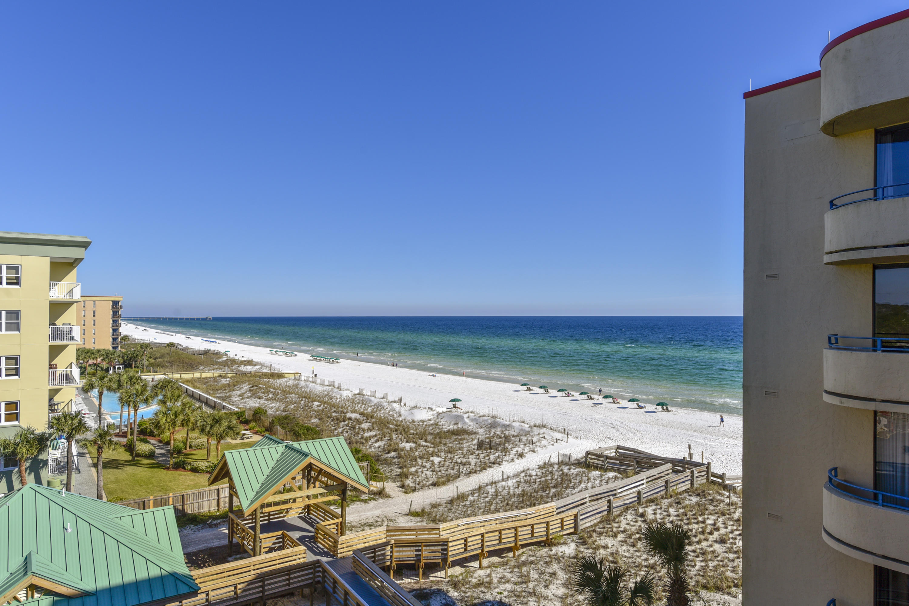 Rare Find! Gulf front at its finest! This stunning 6th Floor, 2 bedroom corner unit condo w/ wrap around balcony has been fully updated/renovated and is ready for your friends, family and vacationing guests! Enjoy views from everywhere! The oversized kitchen boasts stainless-steel appliances, never ending granite countertops, a beautiful backsplash and an additional high-top pub table. Enjoy the luxury of your private and secluded beach, your generous sized swimming pool and miles and miles of sand and water! The elaborate wrap around private balcony is perfect for the sunrise and sunset and leaves NOTHING to be desired. If you're waiting for the right time to buy a GULF FRONT Beach property...now is the time!
