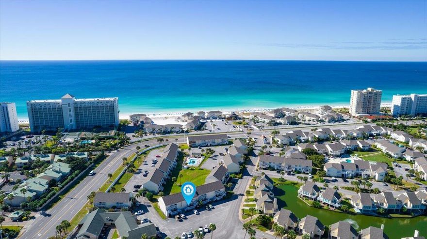 Private beach, well maintained, never rented! 1st floor and conveniently located off main entry drive with short walk to the beach. This studio condo features new roof, water heater, dishwasher, carpet and luxury vinyl throughout. Community is pet friendly. Amenities include 1,100 ft of beachfront, boat slip rentals and launch, 5 pools, 3 hot tubs, 6 tennis courts and 9-hole, par-3 golf course. Enjoy the ease of onsite dining at Rick's Sand Trap Beach Bar & Grill or fine dining overlooking the marina at Louisianna Lagniappe. Step right outside of the community into the heart of Destin which is bursting with entertainment, shopping and experiences for the entire family. Sandpiper Cove is the jewel of Downtown Destin. Come see this home today and own your piece of the Emerald Coast.