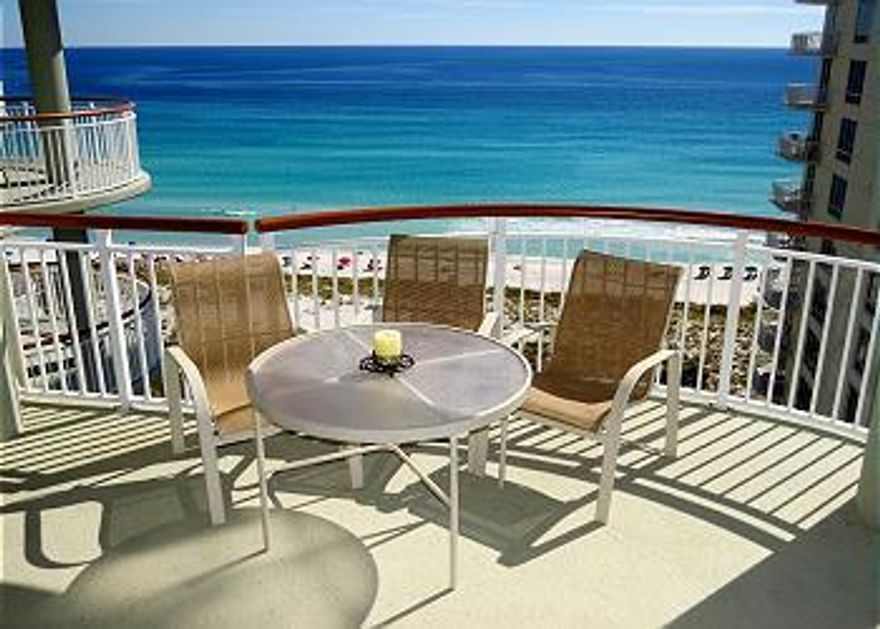 Must See this gorgeous 3 bedroom 3 bath end residence of Beach Colony Resort. The breathtaking views are unmatched. This residence is fully furnished with all of the upgrades, beautiful tile, granite countertops and crown molding. With its private entry ways, circular terraces which are outdoor rooms and master bath spas on the gulf create a setting everyone dreams of. Amenities include covered parking, Olympic size heated swimming pool, clay tennis courts, fitness room and social center with a full kitchen for parties and entertaining. This unit is on the Gulf Blue Rental Program.