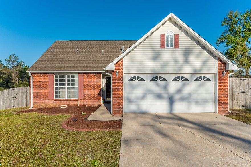 VA Assumable Loan at 2.5% Interest! Absolutely, this all brick fully fenced-in home on a .34 acre lot is the home for you! This charming two-story, 4-bedroom, 2.5-bathroom home boasts an open floor-plan with the main bedroom on the first floor! This home offers two bedrooms on the first floor and two bedrooms on the second floor. The main bedroom offers a double vanity and a separate glass enclosed shower. There is LVP flooring all throughout the home except for the kitchen and dining room. The kitchen offers all stainless steel appliances. This home is just minutes away from all the restaurants, shopping and entertainment Crestview has to offer! Conveniently located south of I-10, this home  is a prime location for easy commutes to Duke Field, Eglin AFB and 7th Special Forces Group. This home also qualifies for 100% financing!