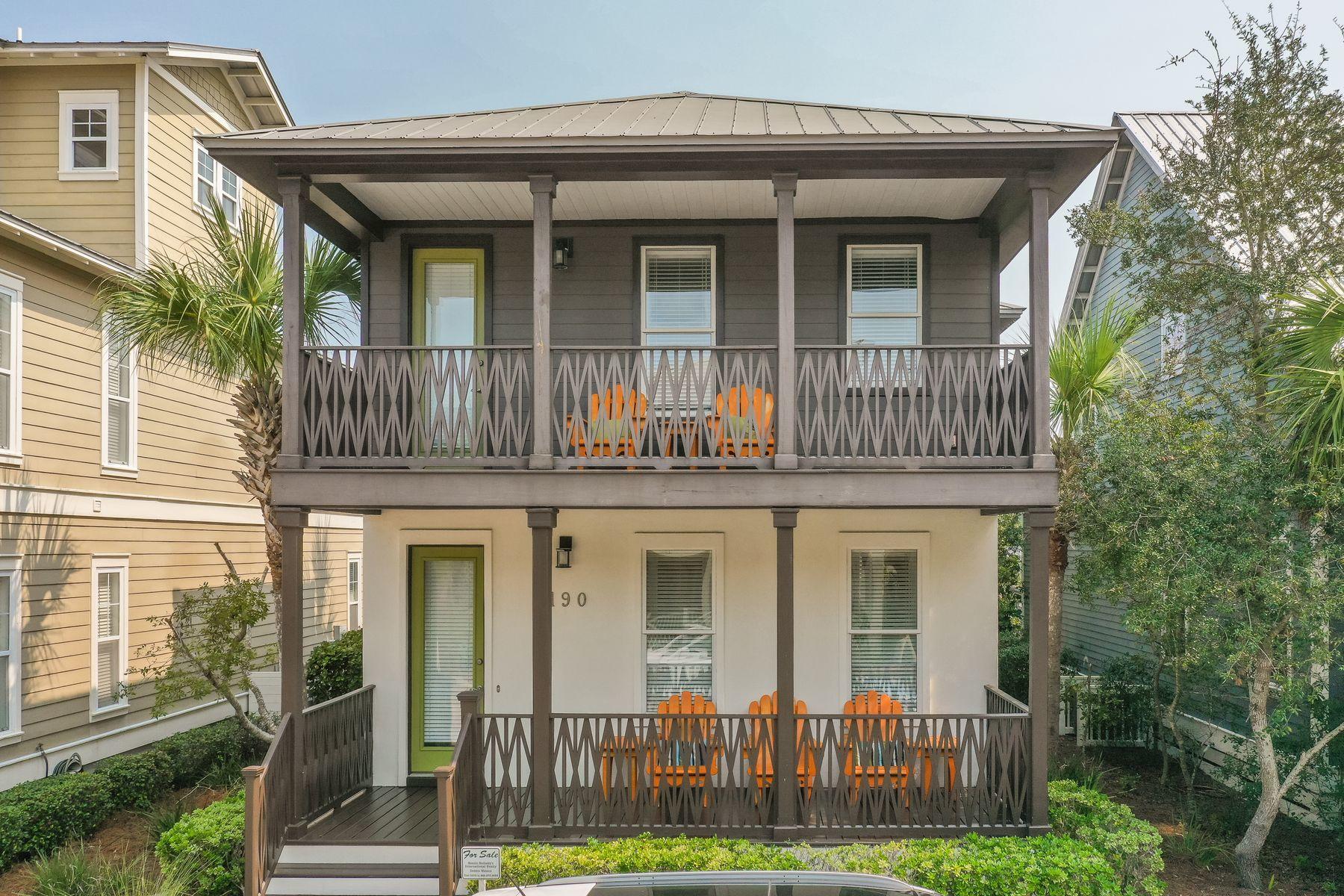 This charming 3 bedroom, 2.5 bathroom, 1,960 sqft home is in the heart of Seacrest Beach. The first floor has a fully equipped modern kitchen, which opens to the living and dining rooms. This is great for entertaining or a family get together. The kitchen has stainless appliances and ample space for guests at the breakfast bar to sit and enjoy a cold drink or an appetizer before dinner. The master suite is on the second floor, as well as a guest bedroom and bunk room. All bedrooms have access to balconies overlooking quiet Seacrest Beach. The home has access to Seacrest Beach's 12,000-square-foot lagoon pool and deeded beach access. This home has been freshly painted with white drapery and a few updates to furnishings.