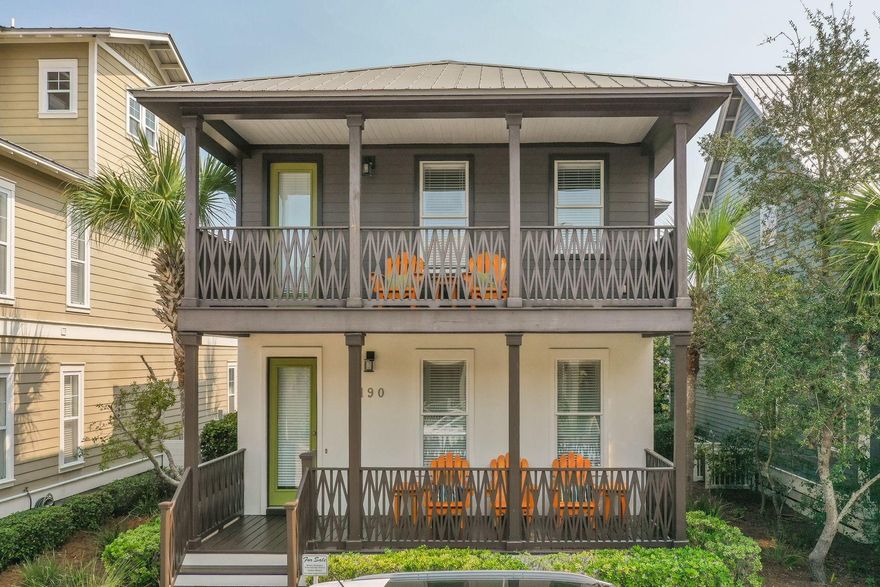 This charming 3 bedroom, 2.5 bathroom, 1,960 sqft home is in the heart of Seacrest Beach. The first floor has a fully equipped modern kitchen, which opens to the living and dining rooms. This is great for entertaining or a family get together. The kitchen has stainless appliances and ample space for guests at the breakfast bar to sit and enjoy a cold drink or an appetizer before dinner. The master suite is on the second floor, as well as a guest bedroom and bunk room. All bedrooms have access to balconies overlooking quiet Seacrest Beach. The home has access to Seacrest Beach's 12,000-square-foot lagoon pool and deeded beach access. This home has been freshly painted with white drapery and a few updates to furnishings.