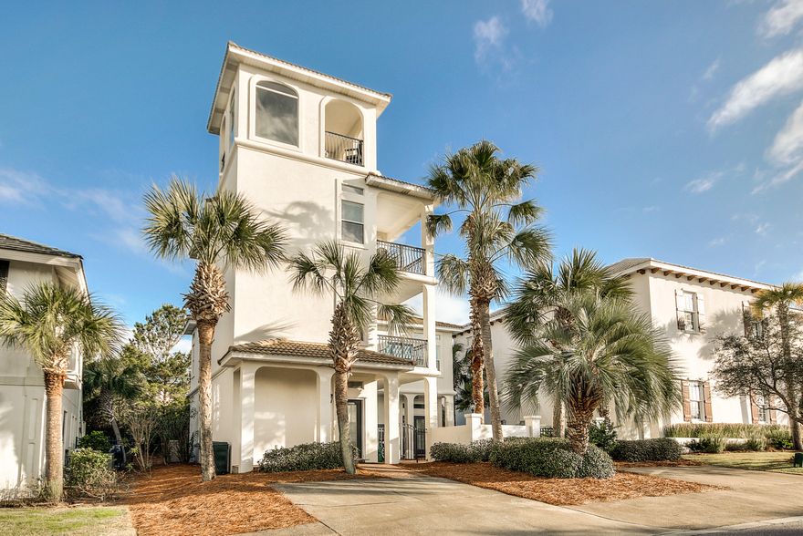 Ideally located home in the gated community of Longue Vue. 63 Longue Vue is situated south of 30A in between Alys and Rosemary Beach. This large, Mediterranean inspired home is beautiful from top to bottom, and includes a private pool in the open courtyard. On the first floor are 3 Bedrooms and 2 Baths and large walk-in laundry. Beautiful Gulf views await you from the second and third floor. The second floor living space offers an abundance of room for both your entertaining and lounging needs. Stepping out from the living area onto the large covered balcony, enjoy sunset viewing or your morning coffee. A third guest suite is also on the second floor. Finally, the third floor master suite is complete with private balcony, double vanity, glass enclosed shower and large soaking tub.