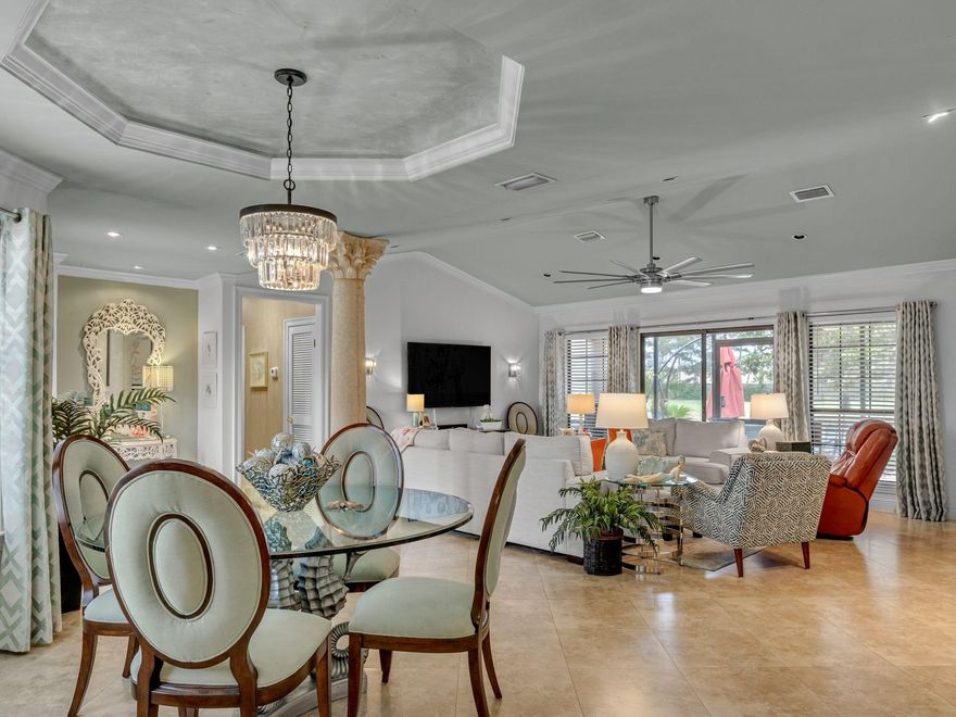 Enjoy being spoiled by the 'THE SANDESTIN GOLF AND BEACH RESORT LIFESTYLE and enjoy HOA fees of ONLY $300 PER YEAR!! Love to entertain. This golf course estate has all the space you need for friends & family! Gather around the huge eat-in kitchen or 2 dining areas adjacent to the kitchen. Totally upgraded, the home is move-in ready.  A gorgeous courtyard magnifies the curb appeal. The primary retreat offers a raised ceiling, his & her closets, double vessel sinks, jetted tub with separate shower and beautifully tiled back splash and mirror accents. Attached to the primary retreat is a 12x20 office/exercise room with picture windows overlooking the #4 hole of The Links Golf Course.  Enjoy the benefits of real hardcoat stucco