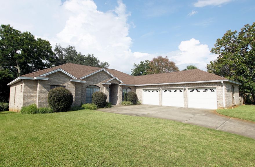 Sheltered waterfront living on beautiful Lake Lorraine, feeding to the Bay. Escape into the salt life. It's time for an update to this home with a well designed floor plan, sizable bedrooms, plenty of living space including a den/office, formal dining and sun room to relax the days away. Get your imagination in gear! Split plan with master tucked off from the other bedrooms and the heart of the house is the kitchen. A wonderful waterfront opportunity awaits! Roof 2012 / Water Heater 2008 / HVAC 2004.