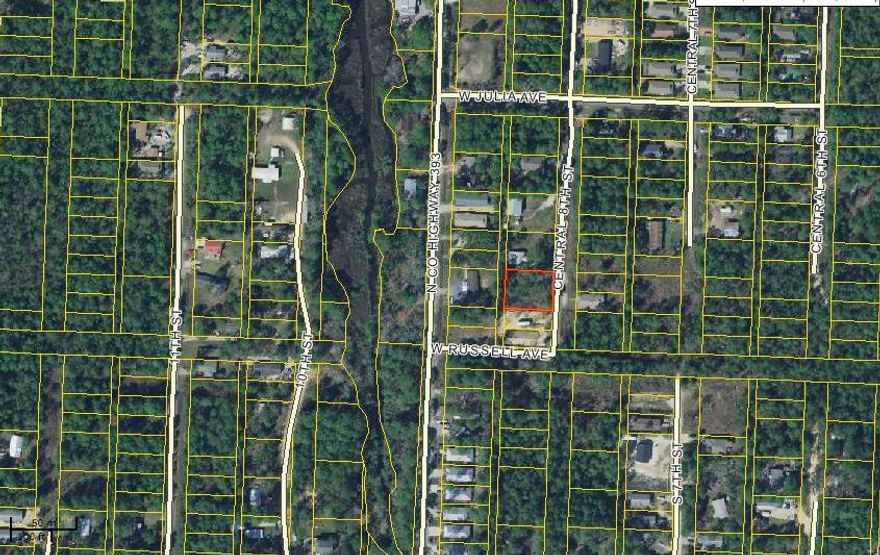 50ft x 125ft lot with 20ft platted alley-access at back of lot, with sewer and public water available. Build your custom home. No build out times, and no HOA. Only a half mile to Cessna Landing public park, with playground, picnic tables, boat ramp, dock, etc. Also next to Cessna Landing is the Cultural Arts Alliance. Only two miles to the Publix shopping center and only 3 miles to Gulf Place for shopping, dining and entertainment, in addition to the Ed Walline Regional Beach Access, with parking, restrooms, seasonal lifeguards, and ramp access to beach.