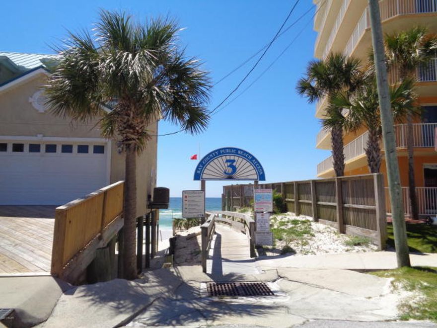 Opportunist welcome!!! Check out this 1 story Gulf View home just waiting to be renovated to be someone's dream home or dream investment. You can keep as 4/3 or easily convert to a 3/2 with an efficiency. Opportunities are endless! Newly dredged beach for more of the white sandy beach under your toes... get there by walking out your front door with a beach access in both directions with approximately 75 feet of serene beach walking. All offers will require a 10% EMD made payable to Omega Title, LLC 2222 Jenks Ave, Panama City Beach, FL. Submit offers on AS IS contract.