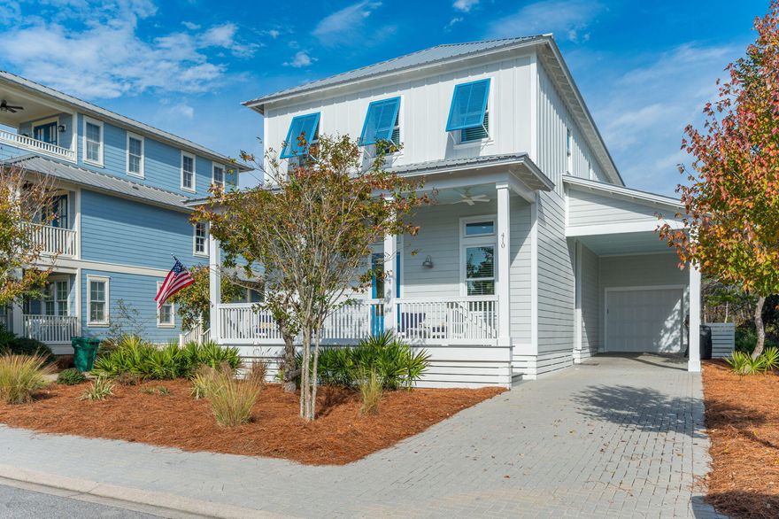 Meticulous attention to detail has been given to every aspect of this 4 bedroom, 4 bathroom home in The Preserve at Grayton Beach.  An ideal floor plan creates a relaxed flow, while large windows and doors provide an abundance of light. On the first level, the great room opens to a well-appointed kitchen, complete with quartz countertops, soft close drawers/doors, and top of the line appliances. Also on the first level is a spacious bedroom with bathroom, and powder room. The second level offers a sizeable master with walk-in closet and a gorgeous master bathroom, a large bonus area, and two guest suites with split bathroom. The Preserve at Grayton Beach is a gated community with deeded beach access, two pools, tennis courts, pickelball courts, clubhouse, and fitness center. Come enjoy