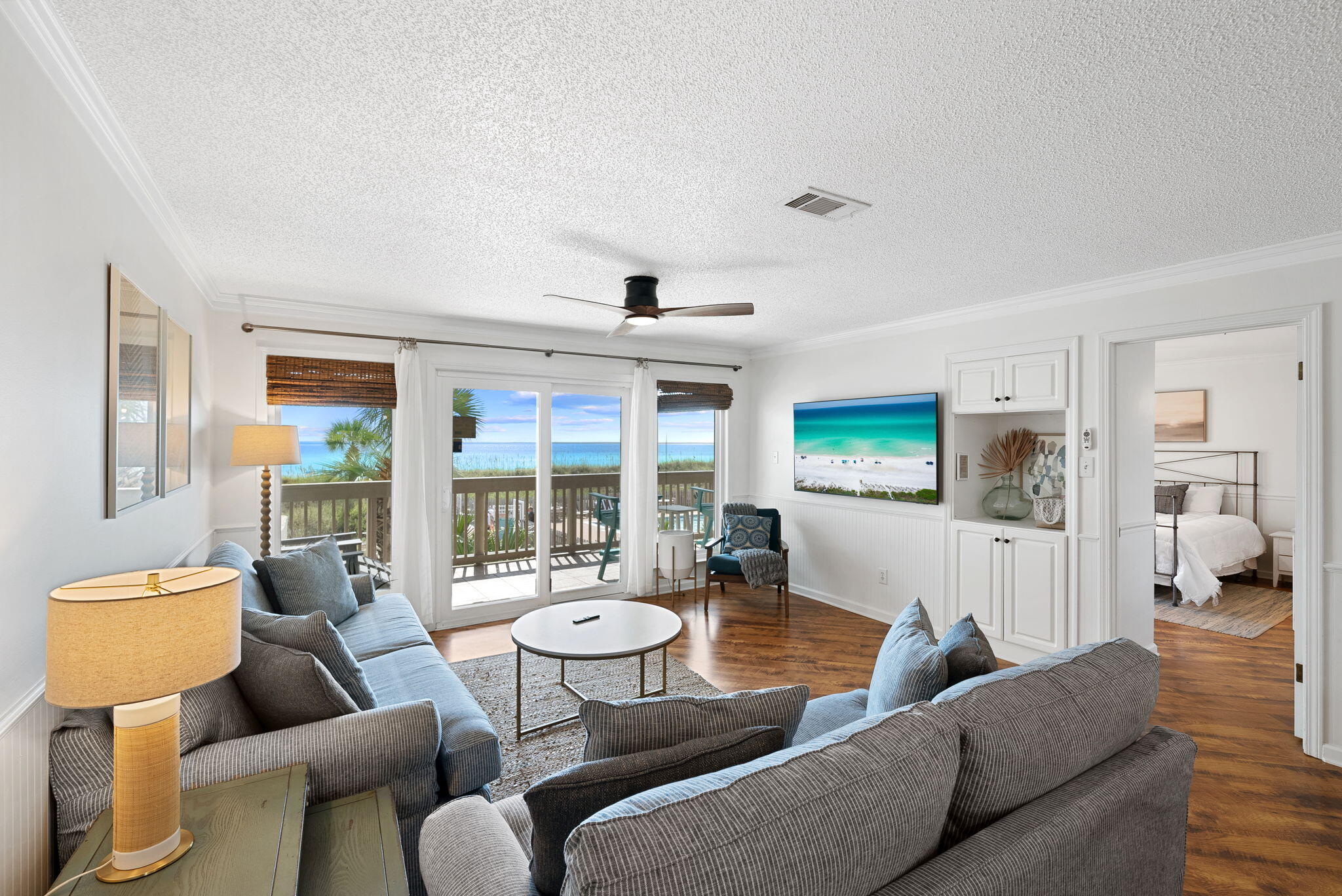 Capture an unmatched beach lifestyle located six minutes from 30A! This peaceful sanctuary on the water provides a spectacular view of the Emerald Coast. This stunning getaway can be a coastal escape for you and your family as well as a top-producing rental property. This property showcases a 240 SF beachfront balcony allowing for incredible views. Conveying fully-furnished, the property is rental-ready. Perfectly positioned near the community pool, Unit 49 features the rare single-level floor plan with an oversized guest bedroom. Beautifully designed, the condominium displays a modern blend of indoor and outdoor living. This exceptional unit enjoys a private beach with over 600 FT of protected beaches owned by the association. The development includes covered parking as well as recent exterior upgrades such as new sliding glass doors, new windows, new street-side balconies and you'll have new beachfront balconies coming soon at no cost to buyer. Explore this sanctuary designed for relaxation, connection and unforgettable memories on the coast!
