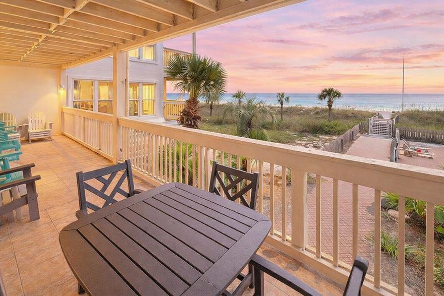 Seller says to bring all cash offers! Now is the time to capitalize on a premier beachfront investment property. Once the beachside balcony project is fully completed in the development, buyers should be able to finance again which may result in increasing sales activity. This peaceful getaway at Ramsgate Harbour provides an amazing layout and spectacular views of the Emerald Coast. The property showcases a huge 30ft beachfront balcony boasting panoramic views. This stunning unit can be a coastal escape for you and your family as well as a top-producing rental property with projections at $77,000 - $79,000 per year. Perfectly positioned near 30A, Unit 49 features the rare one-level floor plan with an oversized guest bedroom and oversized living room. This exceptional unit enjoys a private beach with over 600 FT of protected beaches owned by the association. The development includes covered parking as well as recent exterior upgrades such as new sliding glass doors, new windows, new street-side balconies and new beachfront balconies coming soon at no cost to the new buyer. Explore this sanctuary designed for cultivating incredible memories along the Emerald Coast!