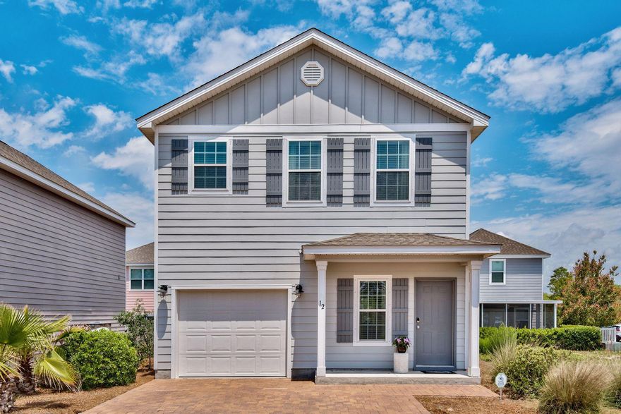 Awesome location in Inlet Beach. 12 St. Vincent Lane, West Shore Place in beautiful South Walton, FL. 3 bedrooms, 2 & 1/2 baths w garage Easy beach access @ Inlet Beach. Original owner. Hard wood floors, carpet in bedrooms. Many updates. New counters, new subway back splash, upgraded light fixtures, wallpapers, blinds and fans. Custom master closet. 2 AC units, irrigation system and alarm system. Community pool. Walk to Rosemary Beach, 30Avenues upscale shops, restaurants and outdoor concerts. New Ohana Institute (school) is under construction yards away. Do not miss this opportunity to livewalking distance from the Gulf of Mexico and east end of 30A for under $400k. Full time residence or investment property. Great time to buy.