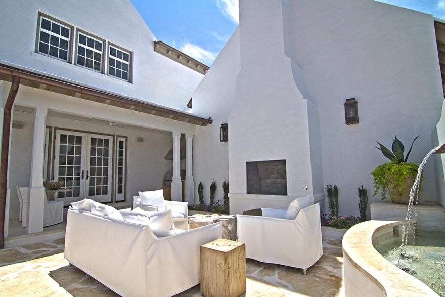 Luxuriously furnished home just feet away from the illustrious Caliza Pool in Alys Beach. This 4 bedroom / 4 bathroom Sommerset Villa is elegantly finished with premium features. The first floor is composed of an airy and inviting living space, cohesively blending the living room, dining room and kitchen. With dual masters, one on the second floor and one on the first, this family friendly floor plan allows ample privacy to family and guests. Two guest bedrooms reside on the second floor and a perfectly playful bunkroom is nestled near the second floor hallway. At the rear of the home is a 2 car garage with ample storage for beach time accessories.