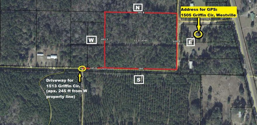 11.2 acres of beautiful, wooded land.  Property is all high & dry and would make a great homesite (build your dream home or have a manufactured home set on property. No restrictions, so bring your horses, goats, chickens, etc). There is a power line that goes through the property, to provide electric service to property owner to the W.  Well and septic would be required. Road frontage on the East & South borders, so plenty of options to choose the best location for your new home. Schedule your showing today!