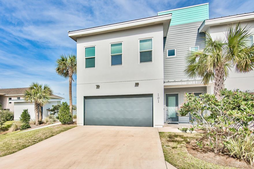This modern, FULLY FURNISHED sound-side townhome boasts its own boat slip, garage, and upscale finishes. Located within walking distance to the beautiful white sand beaches of the Emerald Coast, and a short boat ride away from the world famous crab island. Each residence includes a 28' by 12' boat slip, lofted 14' ceilings in the living area, high impact windows/doors and metal roof. This fully equipped Chef's kitchen includes a Wolf Induction stove top and Wolf oven, granite counter tops, and stainless steel appliances. Additional amenities include a private community pool with sun deck, private two-car garage, and private dog park.Whether you are looking for a primary residence, second home, or rental property, this unit is the perfect place for you!