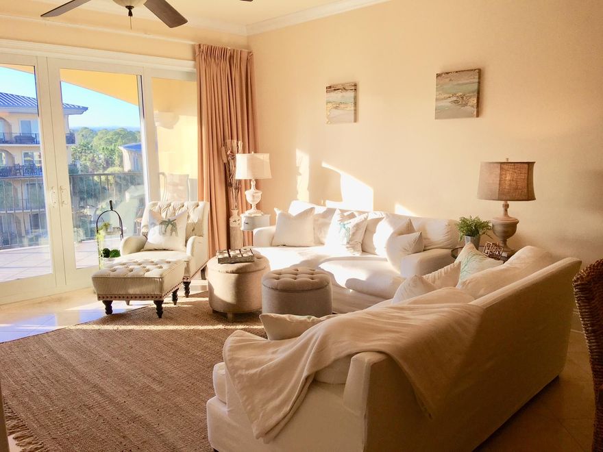 Professional Photos coming soon. Highly coveted 3rd floor Adagio unit in the ''D building'' overlooking the tropical pool of this beautiful gulf front resort property. 3 bedrooms and 3 full bathrooms, with an additional bunk space, sleeps 8. New HVAC purchased in 2021 and new balcony furniture on order. Open living space offers comfortable seating which opens onto the oversized balcony. Gulf front pool and private deeded beach access are just a 2 minute walk from your condo. There's room for 6 at the dining table, and 3 more at the breakfast bar. Master bedroom includes sliding glass doors onto the spacious balcony. Unit is on a rental program managed by the seller. Rentals exceeded 75K in 2020 and on pace to exceed 80K in 2021. The only pool front unit at Adagio.