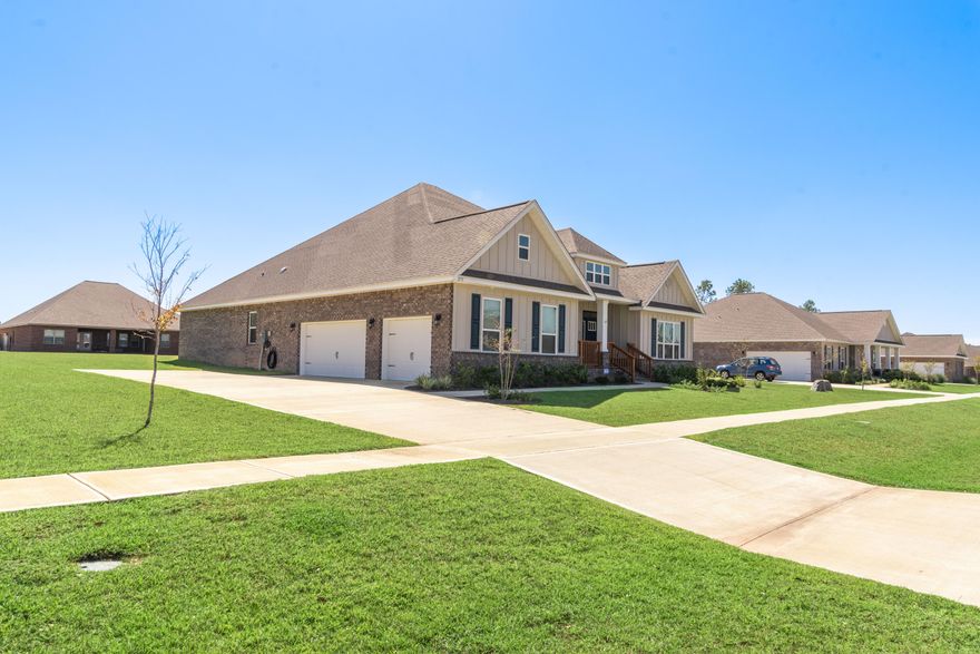 Nestled in Ashley Plantation on half an acre, this 2019 home is impeccably maintained and has so many wonderful features to offer. You'll enjoy 5 bedrooms and 3 full bathrooms with a 3 car garage and open floor plan. The kitchen comes equipped with granite counter tops, ample cabinet storage, large island and breakfast bar, oversized walk-in pantry undermount sink, 5 burner electric cooktop wall oven and built-in microwave with breakfast nook. The master suite has separate access to the covered patio, tray ceiling and the master bathroom has a double granite vanity with a garden tub, separate shower, walk-in closet, linen closet and water closet. The formal dining room is across from the formal sitting room which makes for a perfect home office. 2 bedrooms are located on the front side of