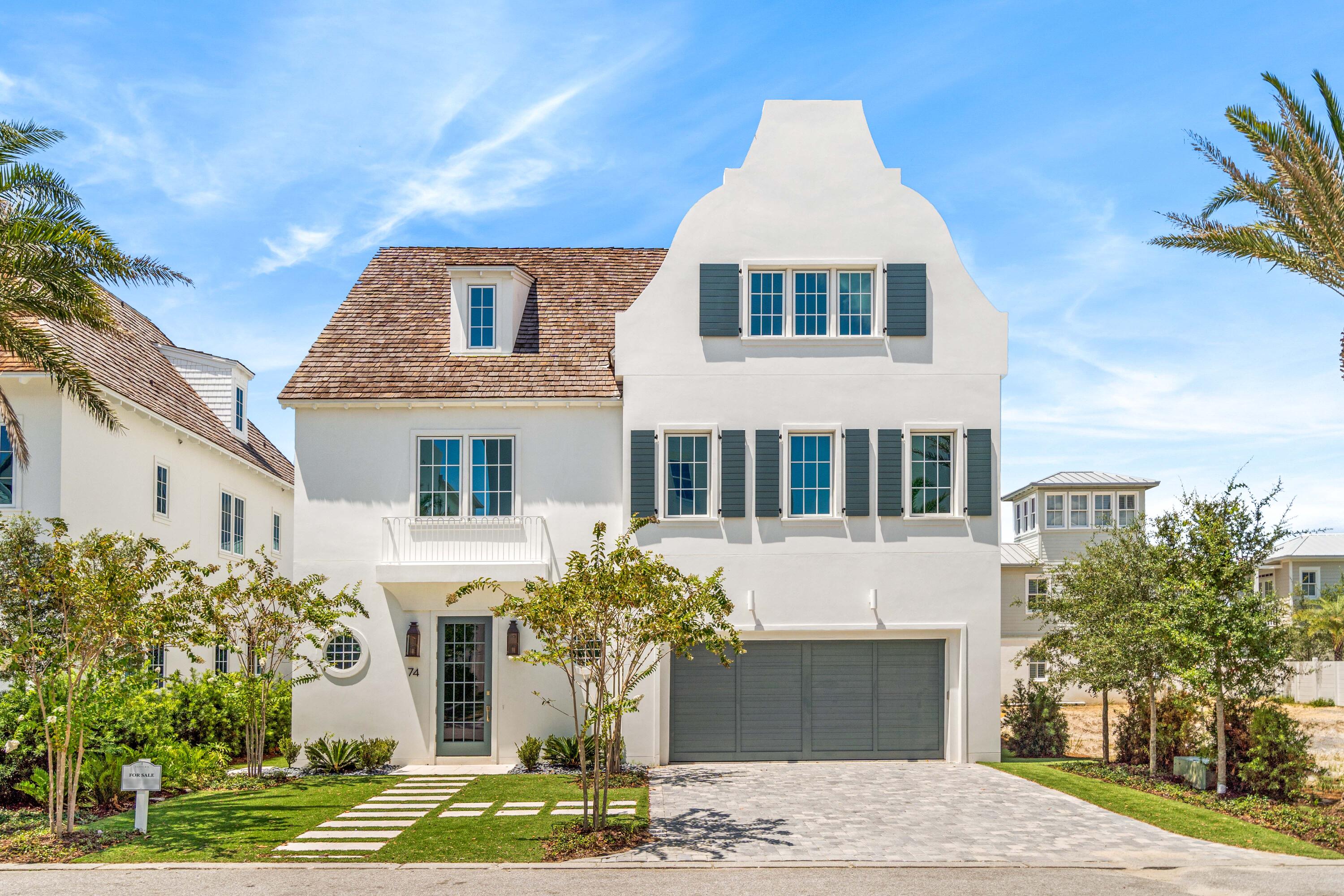 SANTIMO, Perfectly located between Rosemary & ALYS BEACH on the south side of 30A with 19 homes in a GATED cul-de-sac. This home is the PERFECT FAMILY BEACH HOUSE with LIVING & DINING on the FIRST FLOOR adjacent to your PRIVATE POOL, and a 2 car garage. A barrel ceiling in Dining/kitchen area provides room for the entire family to gather. ELEVATOR to the 4 GUEST SUITES all with private baths and a laundry on this floor. 3rd floor is 5th GUEST SUITE plus a BUNK ROOM & HUGE GAME ROOM for the kids to gather.STEPS to the BEACH and the restaurants & shopping of nearby East end communities. Eloquently designed by MELANIE TURNER INTERIORS this is your  YOUR chance to OWN the perfect LEGACY BEACH HOUSE for your family to enjoy for years to come.