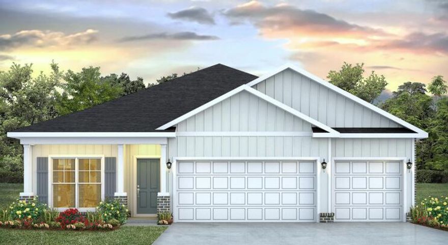 Welcome to 82 W Farm Owl Drive, a new home that is under construction at Owls Head Farms in Freeport Florida. Step into the bright entry with EVP flooring leading through the expansive foyer that opens to a spacious open concept floor plan. As you enter the open living area you will find yourself at the heart of the home where the kitchen impresses with quartz countertops, matte black plumbing fixtures, tile backsplash and an island that serves as a gathering point for family and friends. Upper and lower cabinetry as well as a pantry allow for plenty of storage options. An appliance package that includes a stove, microwave and dishwasher is standard.