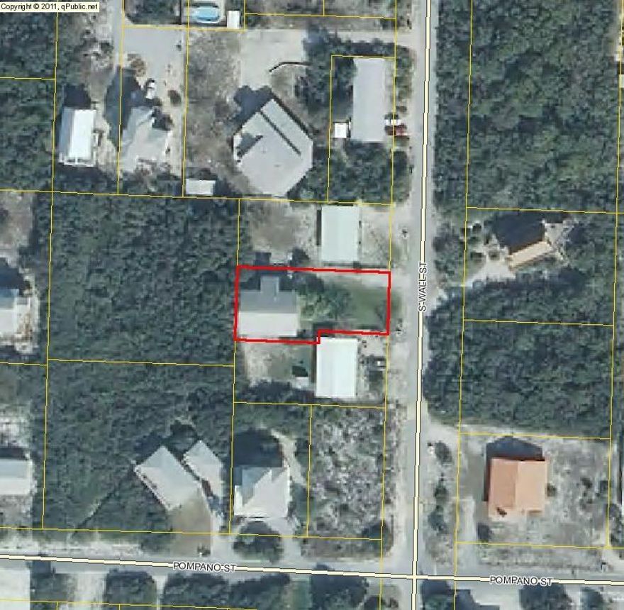 This is truly a great 1960's retro, concrete and glass structure, only three houses from the Beaches of South Walton 30-A Wall Street walkover. The terrazzo floors, throughout, both stories, complete this classic 60's architecturally correct house. It has two bedrooms, two baths, kitchen, and large open living/dining space upstairs with an entire glass wall on the south side, facing the Gulf of Mexico. The 2nd floor has a huge porch surrounding the living and dining space, on three sides of the house. The downstairs has an apartment which includes a bedroom, bath, and small galley kitchen. There is also an enclosed storage area on the first floor, an outside shower, and two large covered parking spaces. House needs some maintenance work but has great potential. Being sold ''As Is.''