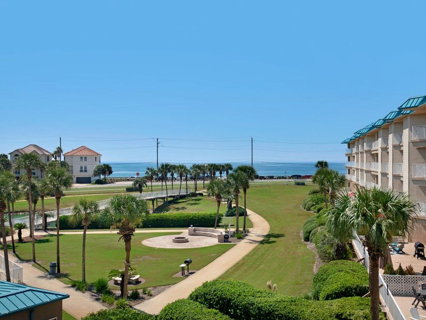 REDUCED $45,000 FOR QUICK SALEWelcome to your perfect beachside retreat, ideally located within the complex with a direct southern view of the Gulf and sugar-white sands. Your deeded garage parking space is convenient to the elevator taking you directly to this one story unit, no stairs. Relax on your private covered deck, breathe in the fresh sea air, and unwind in comfort--rain or shine.  This spacious 1,360 SF condo features large white tile floors in the main living areas and luxury vinyl plank flooring in the master suite. The bright white kitchen is designed for both style and function, with solid-surface countertops, breakfast bar seating and pantry. Comfortably sleeping 8 guests with gulf facing master with doors onto deck, bunks in hall, and two grand sized bedroom suites. The walk in laundry room ncludes cabinets and space for all your beach toys. Extras abound: a deeded garage parking space (valued at $25,000) conveys at closing, plus private interior caged storage. Amalfi property is concrete and steel construction for lasting quality.

Whether you're seeking a full-time residence, second home, or income-producing vacation rental, this one checks all the boxes. 2 pools, one heated, Fitness center, lighted tennis courts,firepit, koi pond, multiple grilling areas surrounded by 8 1/2 plush landscaped acres. Securely fenced and gated with two entrances and a private security guard during high seasons. 