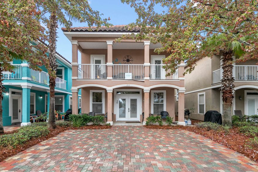 Convenient to all things Emerald Coast...The Villages of Crystal Beach is a gated community with an abundance of amenities and a short 3 block walk or a quick seasonal trolley ride to white sand beaches and crystal clear water. The huge lagoon pool has a beautifully landscaped island, surround sound music, hot tub, and a Tiki grilling area with lots of comfy seating, and a flat screen TV! A quick walk to Destin Commons for shopping, restaurants and entertainment. 253 Kono Way will make the perfect second home or investment property. It is in amazing condition and transfers rental ready - fully furnished with 4 Bedrooms (2 Master suites) 3.5 Bathrooms, 2 living areas, a front porch and upstairs balcony!   Locks and linens belong to the rental company. Beach is a short 3 blocks, shopping