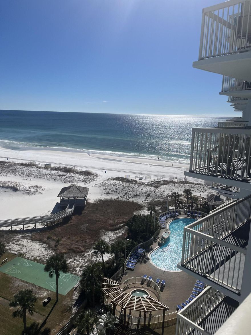 Endless eastern gulf views from this remodeled 2 bedroom./2 bath condo with washer/dryer in the unit.You'll enjoy cooking in the kitchen with  newer stainless steel appliances ,large breakfast bar, & tile flooring.Whether looking for 2nd home or investment, PelicanBeach Resort is the answer. With amenities which include 3 pools, (2 heated), a 114 ft. zero entry pool & 12 seat spa directly on the beach,  tennis, fitness center, sauna, seasonal tiki bar, & covered parking. Come andenjoy the good life! Different pictures coming soon!