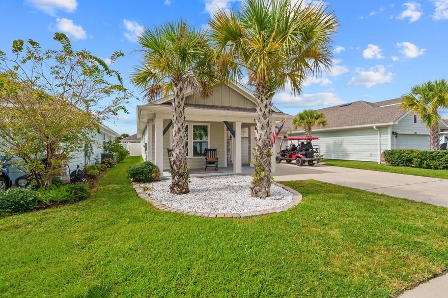 2023 STREET-LEGAL 6-SEATER GOLF CART INCLUDED! Located in the highly desirable Breakfast Point community of Panama City Beach, this beautifully upgraded single-level 4-bedroom, 3-bath home with bonus room offers 2,334 sq ft of thoughtfully designed living space in one of the area's most walkable, golf-cart-friendly neighborhoods.The open-concept layout features high ceilings, a spacious great room, and a gourmet kitchen with a large island, upgraded matte GE Cafe appliances, pantry, and dining area overlooking the covered patio and fenced backyard. The private primary suite is located at the rear of the home and includes a tray ceiling, en suite bath, and large walk-in closet. A versatile bonus room with custom barn doors is currently used as a fifth bedroom. Enjoy an oversized driveway with parking for up to 6 vehicles, perfect for guests and everyday convenience. The included golf cart makes it easy to cruise to nearby parks, Publix, Home Depot, restaurants, and scenic walking paths.

Zoned for Breakfast Point Academy (K-8) with Arnold High School nearby, and just 6 minutes to the World's Most Beautiful Beaches.

Home has been upgraded throughout and includes a VA assumable loan opportunity for qualified buyers.

A rare opportunity to enjoy comfort, convenience, and true coastal lifestyle living in one of Panama City Beach's most sought-after communities.