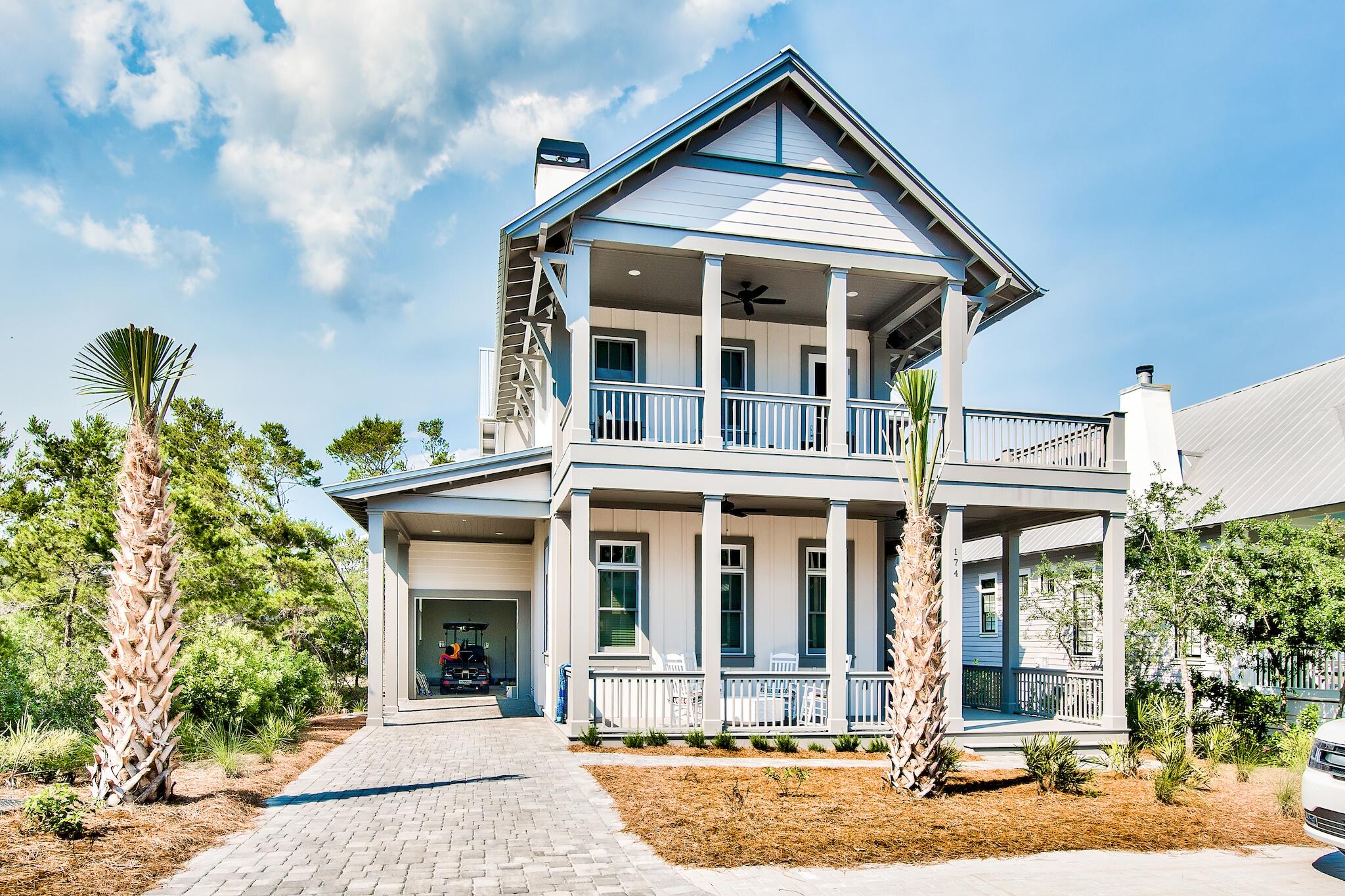 Inside the gates of The Preserve at Grayton Beach lies this incredible home, spaciously designed and professionally furnished in a modern rustic beach style offering 4 bedrooms and 4 1/2 baths. The home offers several upgrades including custom cabinetry and quartz countertops throughout, high end appliances in the fully equipped kitchen, crown molding, a gas fireplace, and 12' ceilings. The first floor houses a Master Bedroom and the second story provides 3 additional bedrooms, including a 2nd LARGE Master with sitting area, a bunk room that sleeps 4, a laundry room and an office - all 4 bedrooms have plenty of closet space and private, full baths. Three large open air porches provide quiet areas for kicking back and enjoying the breeze whispering through the surrounding trees, and private