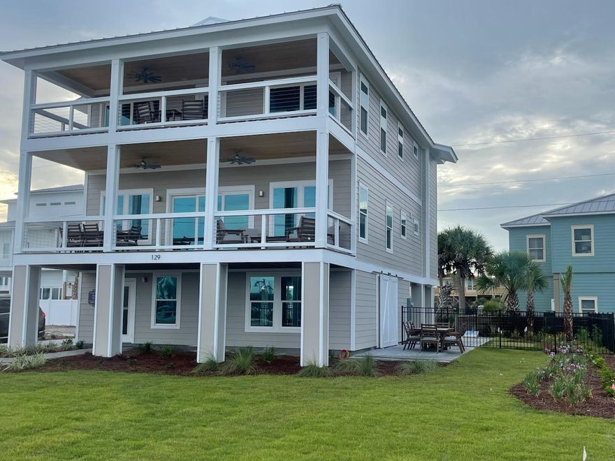 Come see, ''Plan Sea,'' the newly completed premier home in Mexico Beach....literally, just steps to the famous white sand and turquoise waters you love.  This home has everything you could wish for, 6 bedrooms, 7 bath in 3386 Sq. Ft.  It has an impressive outdoor recreation area which includes a heated salt water pool, lounging space for TV watching, a ping pong table, cornhole toss game, grill area, picnic table, and a putting green. This well built home has Hardi-board siding and impact windows and doors.  The new owners will have awesome water views from many rooms and balconies. Home faces west so you can enjoy sunsets Mexico Beach is famous for.  Step into the ground floor entry and head out the side door to the outdoor entertainment area.  Leave the barn doors open to enjoy the
